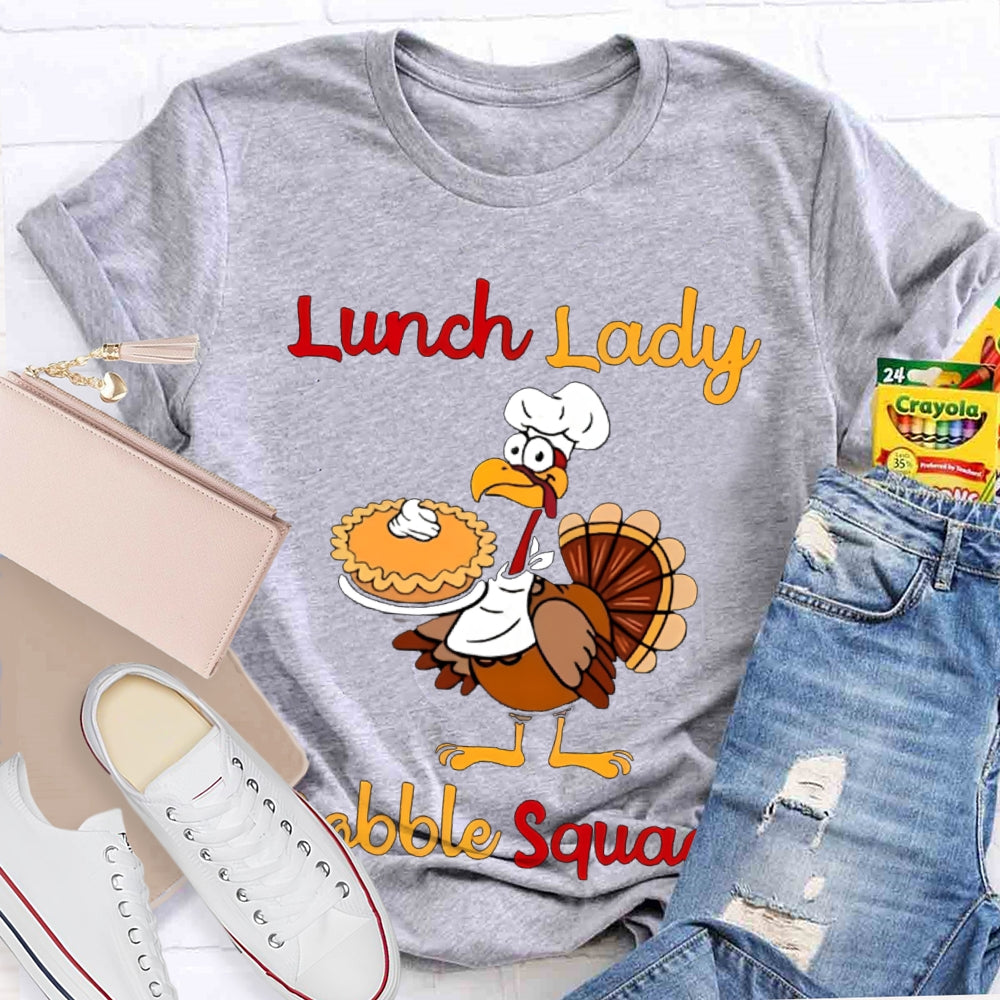 Lunch Lady Gabble Squad Little Duck Holding Cake T-shirt