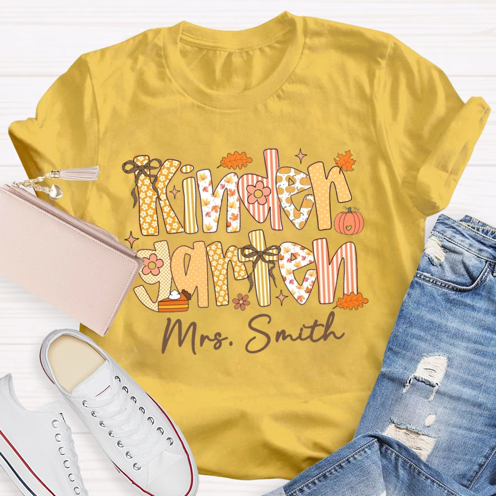 Personalized Name And Grade Kindergarten Funny T-shirt