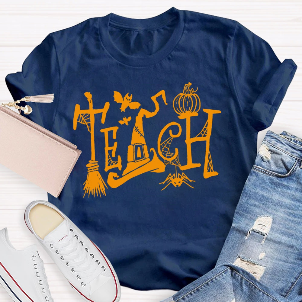 Teacher Halloween Witch Hat Funny T-shirt