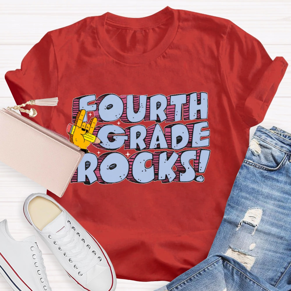 Personalized Grade Fourth Grade Rocks T-shirt