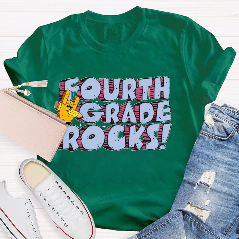 Personalized Grade Fourth Grade Rocks T-shirt