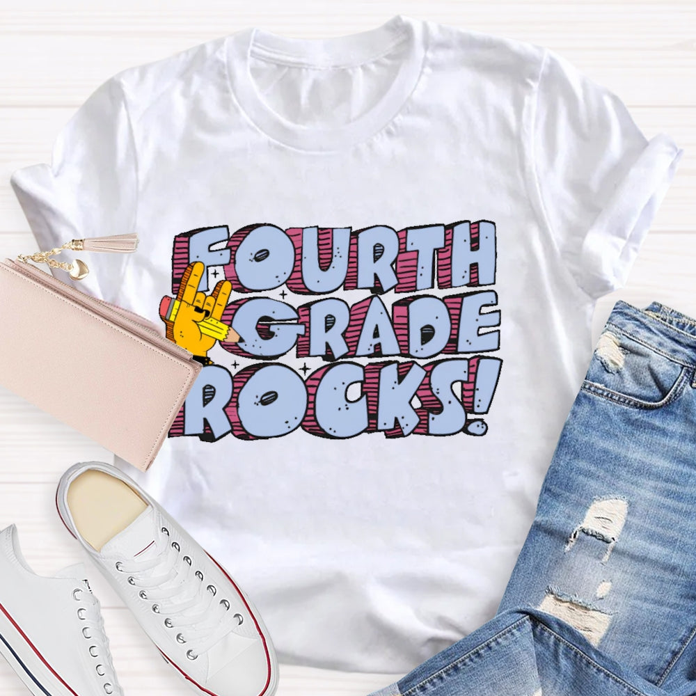 Personalized Grade Fourth Grade Rocks T-shirt