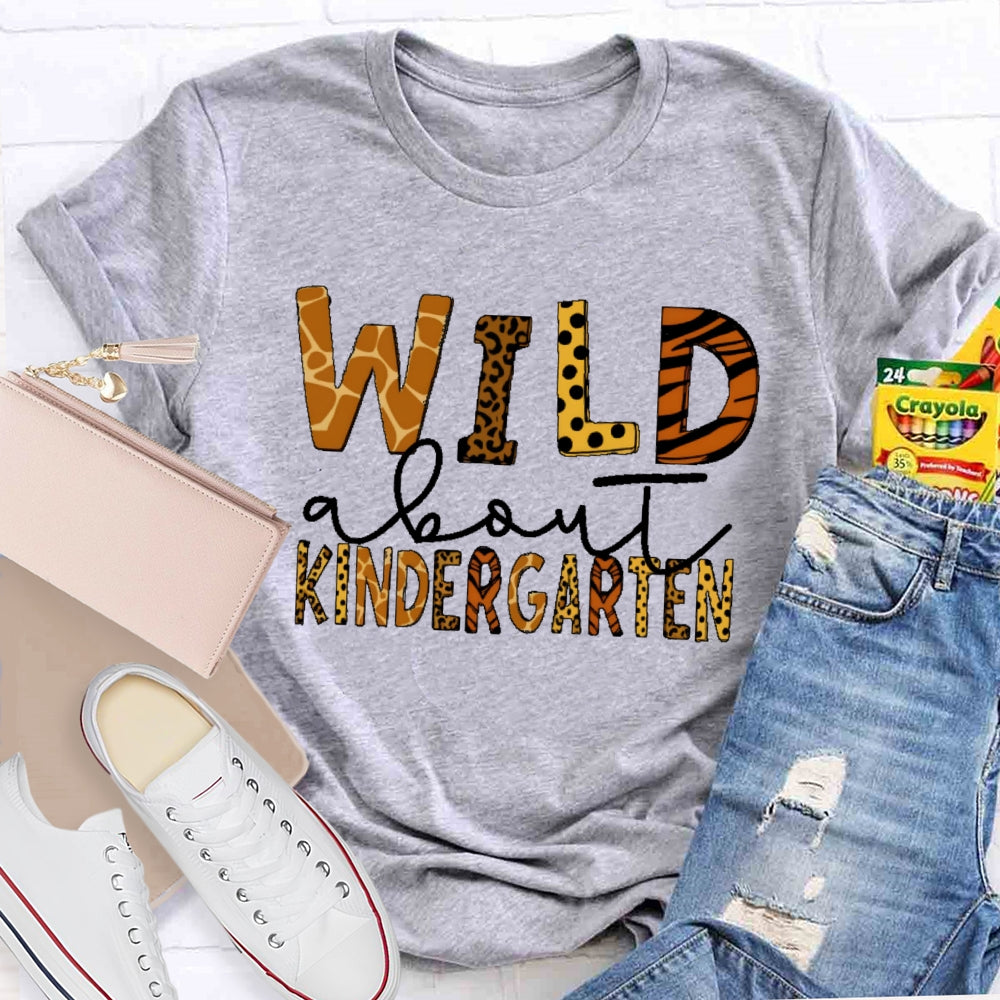 Personalized Grade Wild About Kindergarten T-shirt