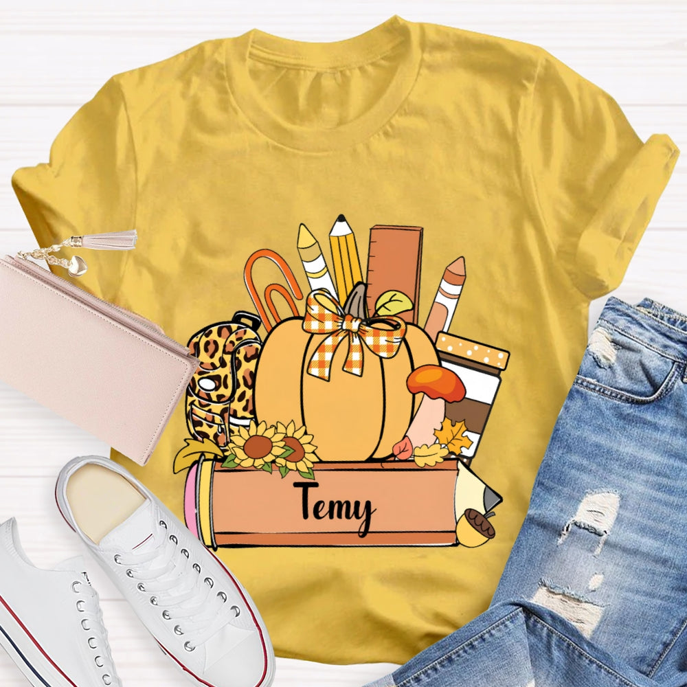 Personalized Name Pumpkin Stationery Funny T-shirt