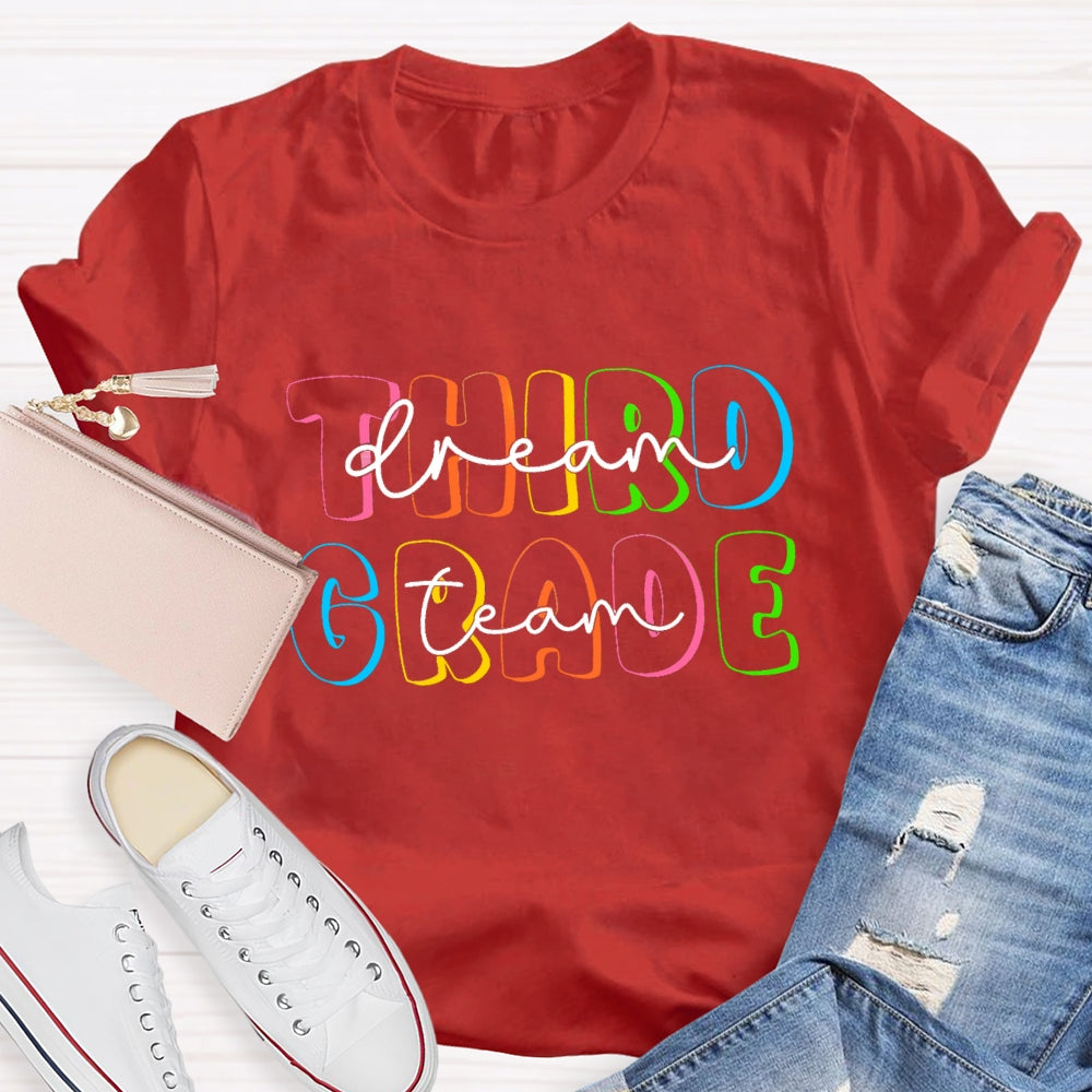 Personalized Grade Dream Team Colorful Hollow Letters T-Shirt