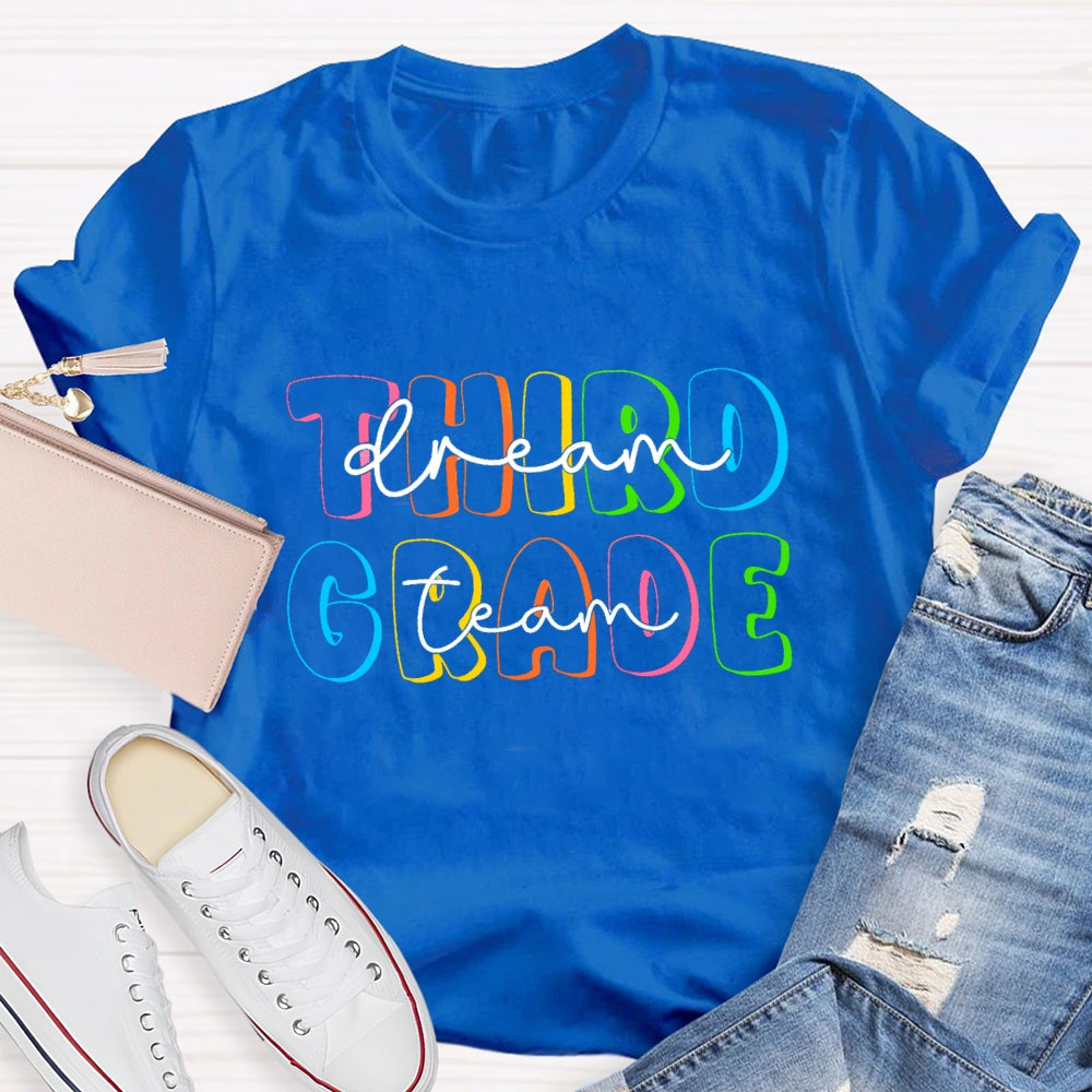 Personalized Grade Dream Team Colorful Hollow Letters T-Shirt