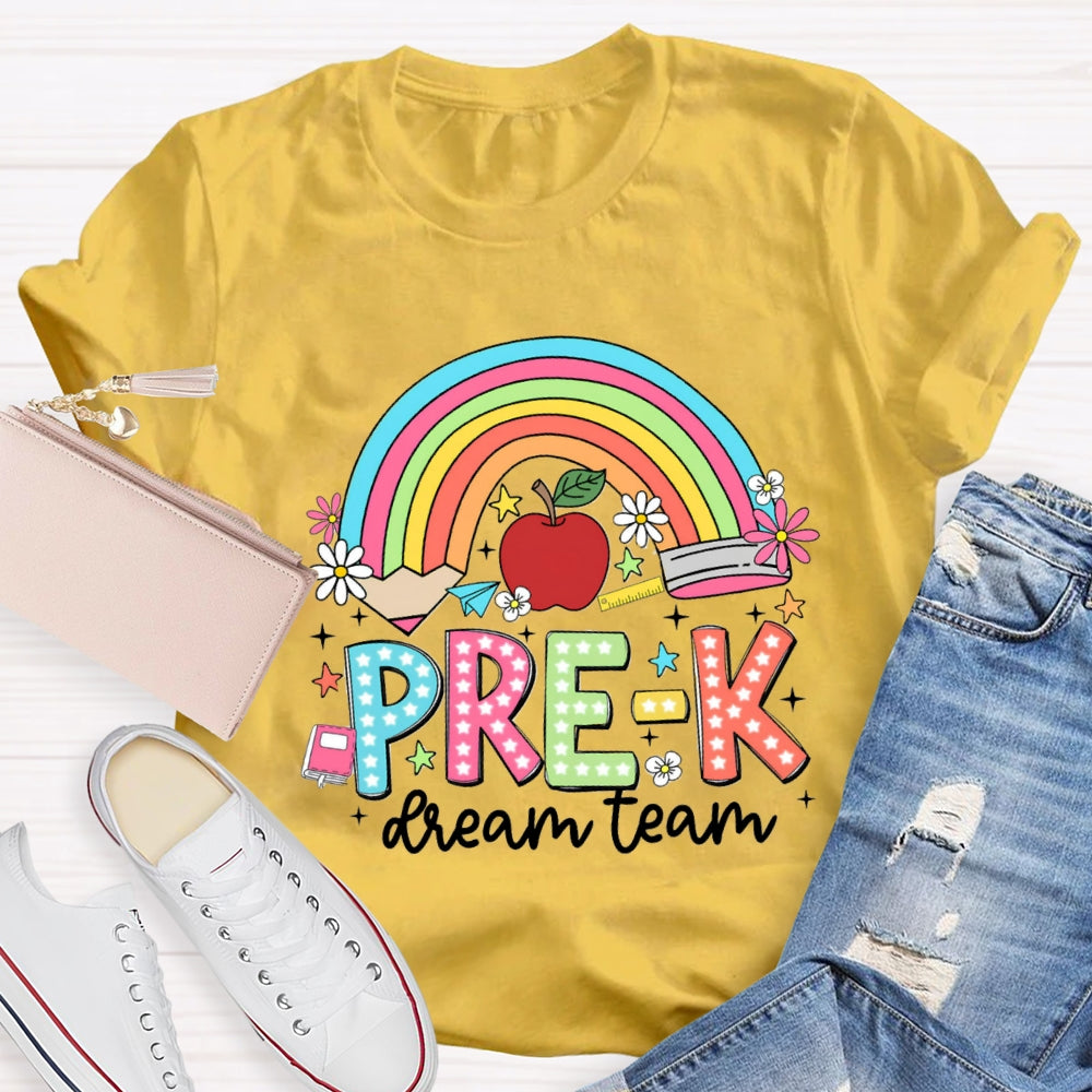 Personalized Grade Rainbow Pencil Pre-K Teacher T-Shirt