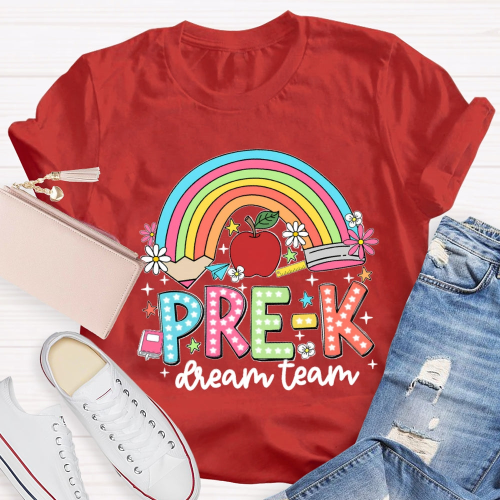 Personalized Grade Rainbow Pencil Pre-K Teacher T-Shirt