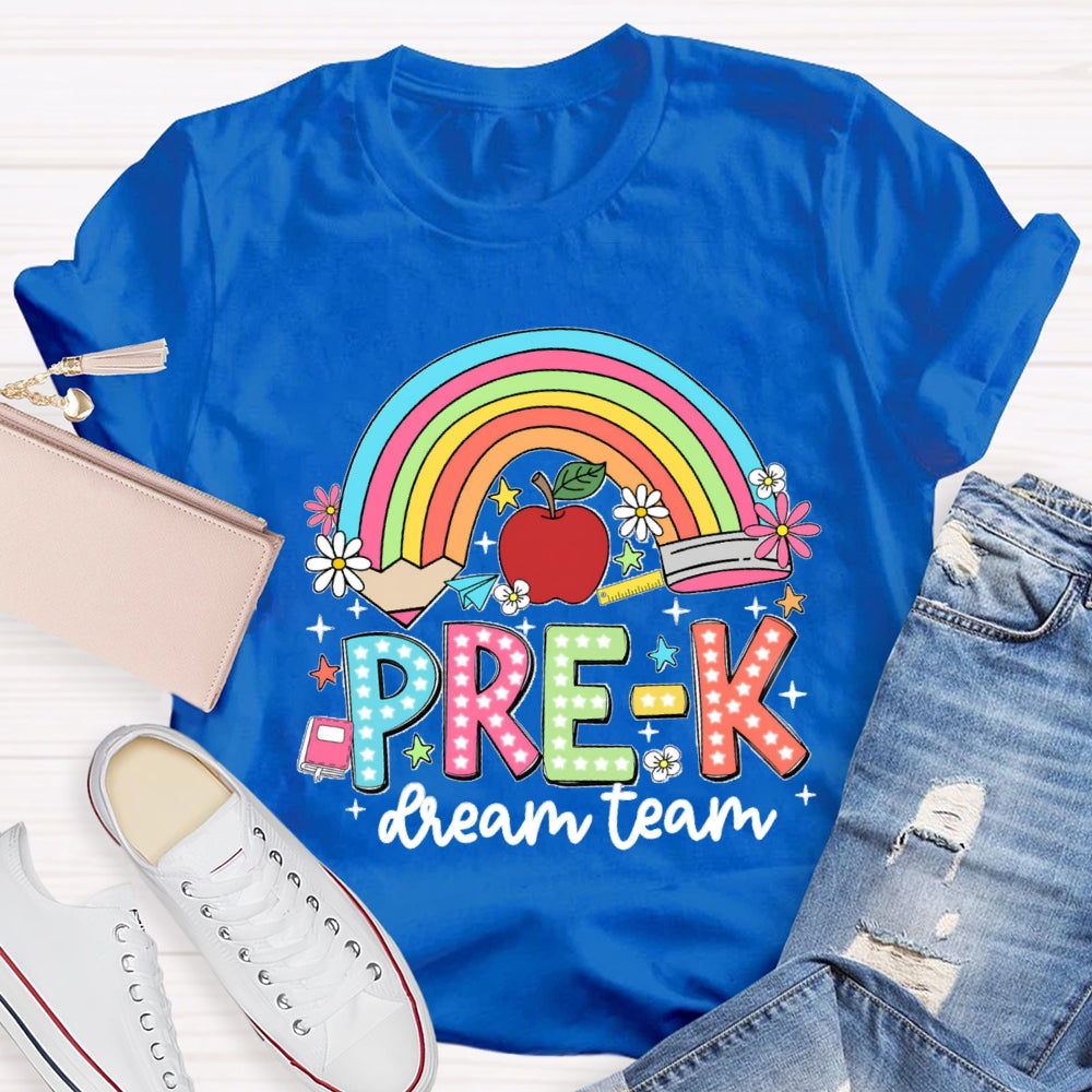 Personalized Grade Rainbow Pencil Pre-K Teacher T-Shirt