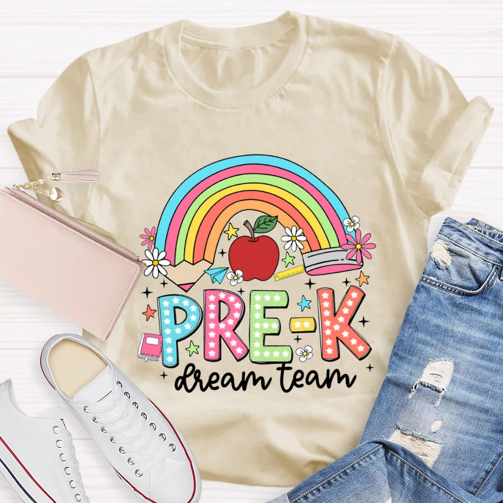 Personalized Grade Rainbow Pencil Pre-K Teacher T-Shirt