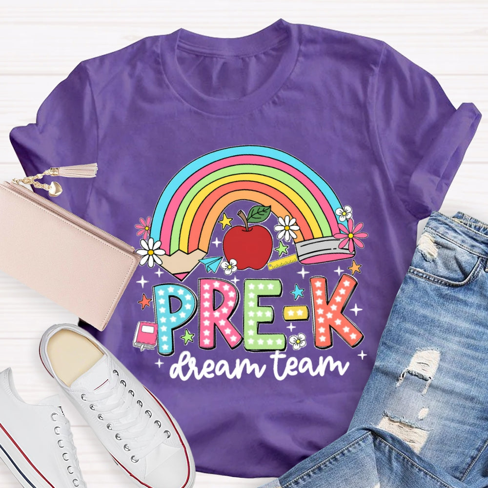 Personalized Grade Rainbow Pencil Pre-K Teacher T-Shirt