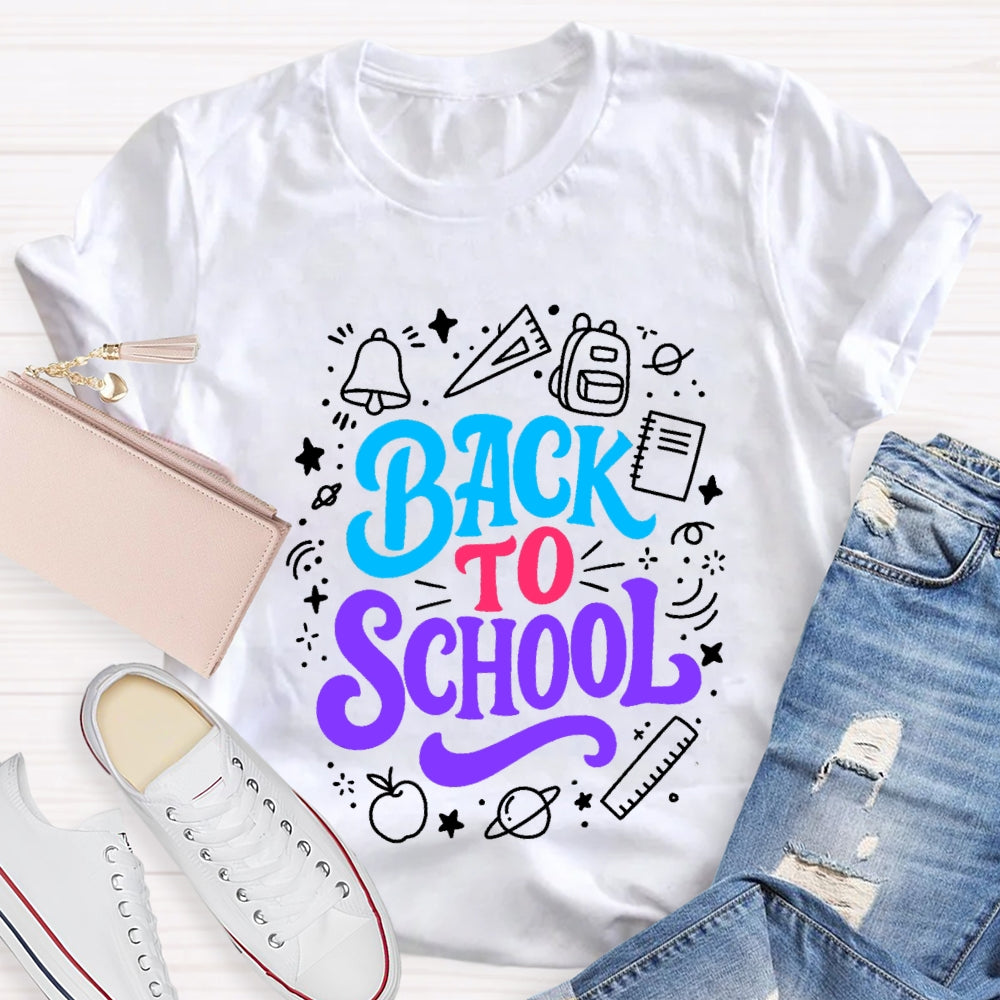 Back To School Colorful Letter With Learning Supplies T-Shirt