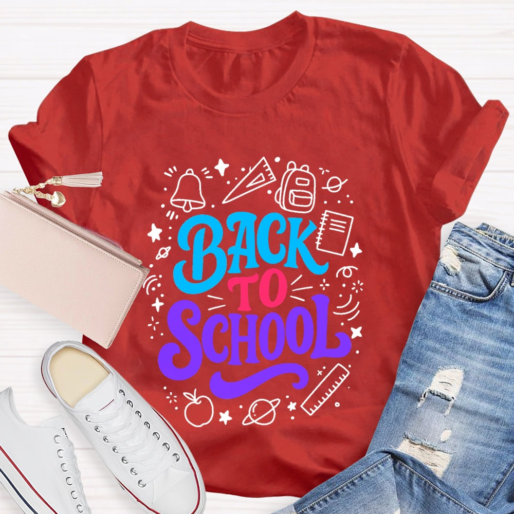 Back To School Colorful Letter With Learning Supplies T-Shirt