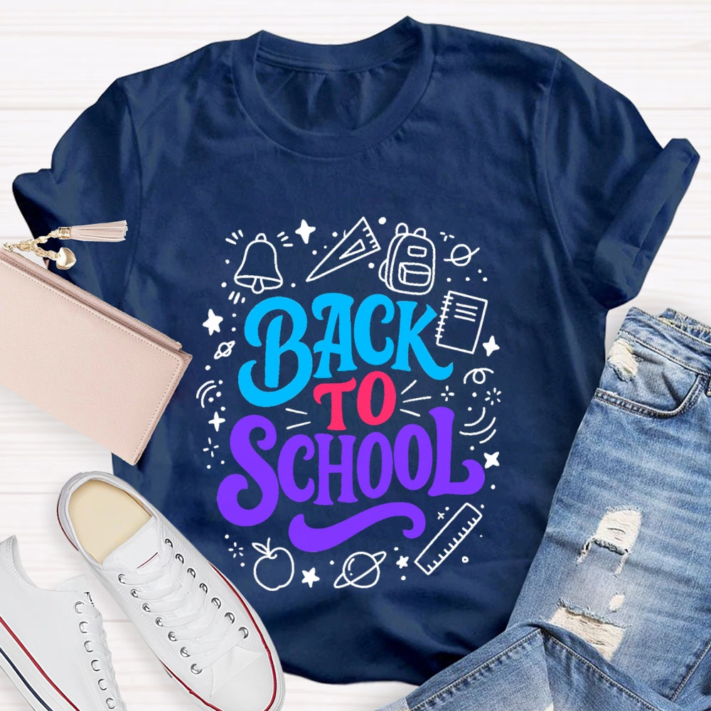 Back To School Colorful Letter With Learning Supplies T-Shirt