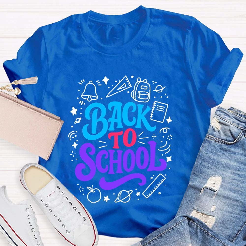 Back To School Colorful Letter With Learning Supplies T-Shirt