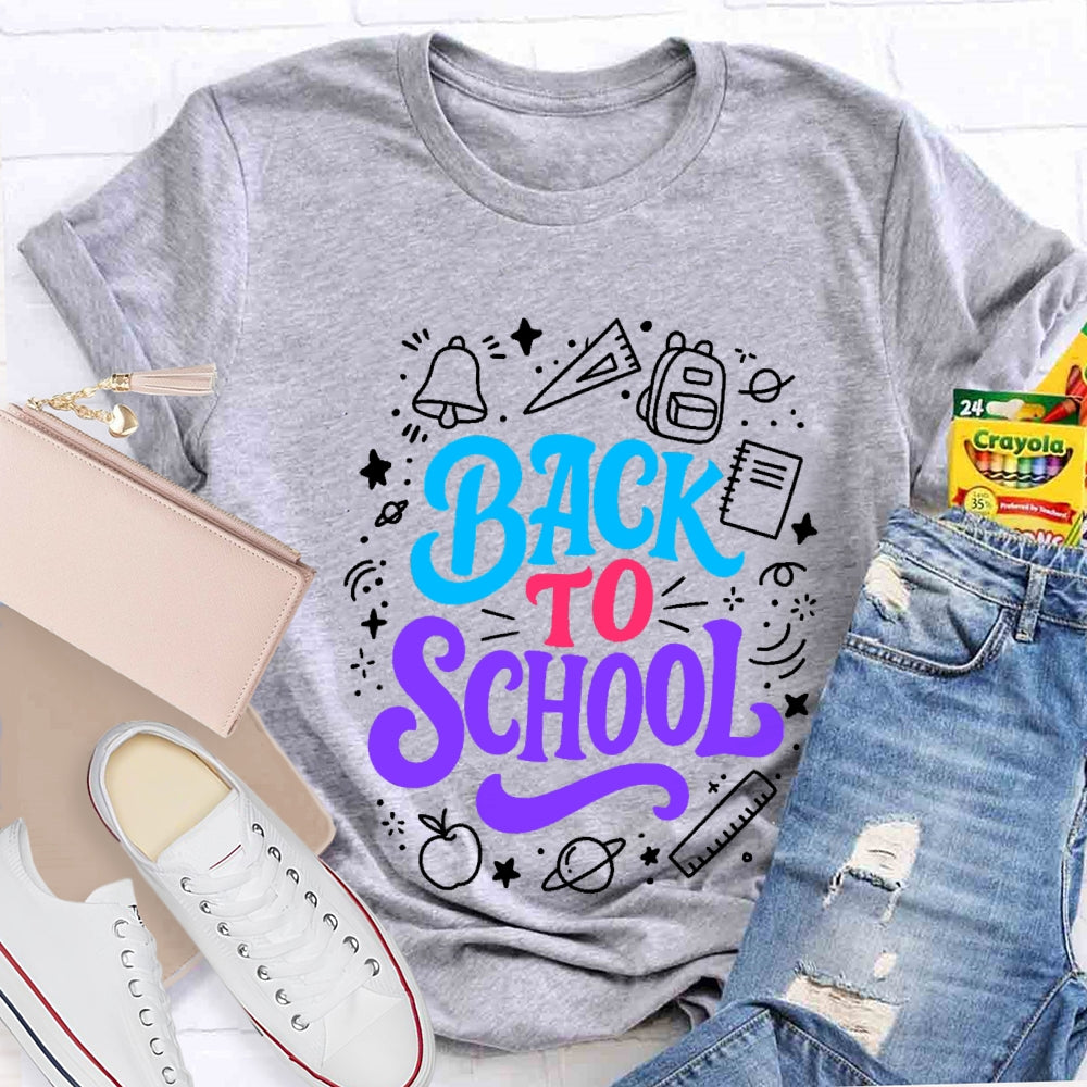 Back To School Colorful Letter With Learning Supplies T-Shirt