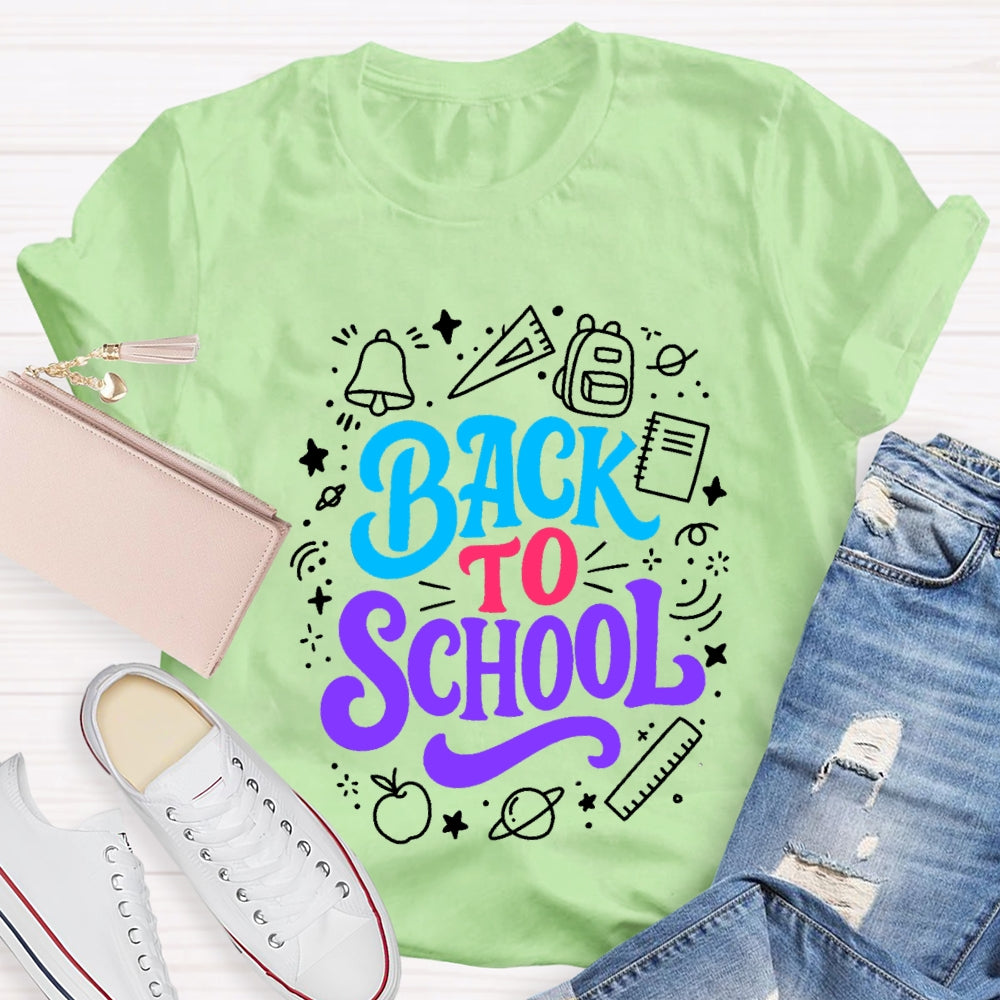 Back To School Colorful Letter With Learning Supplies T-Shirt