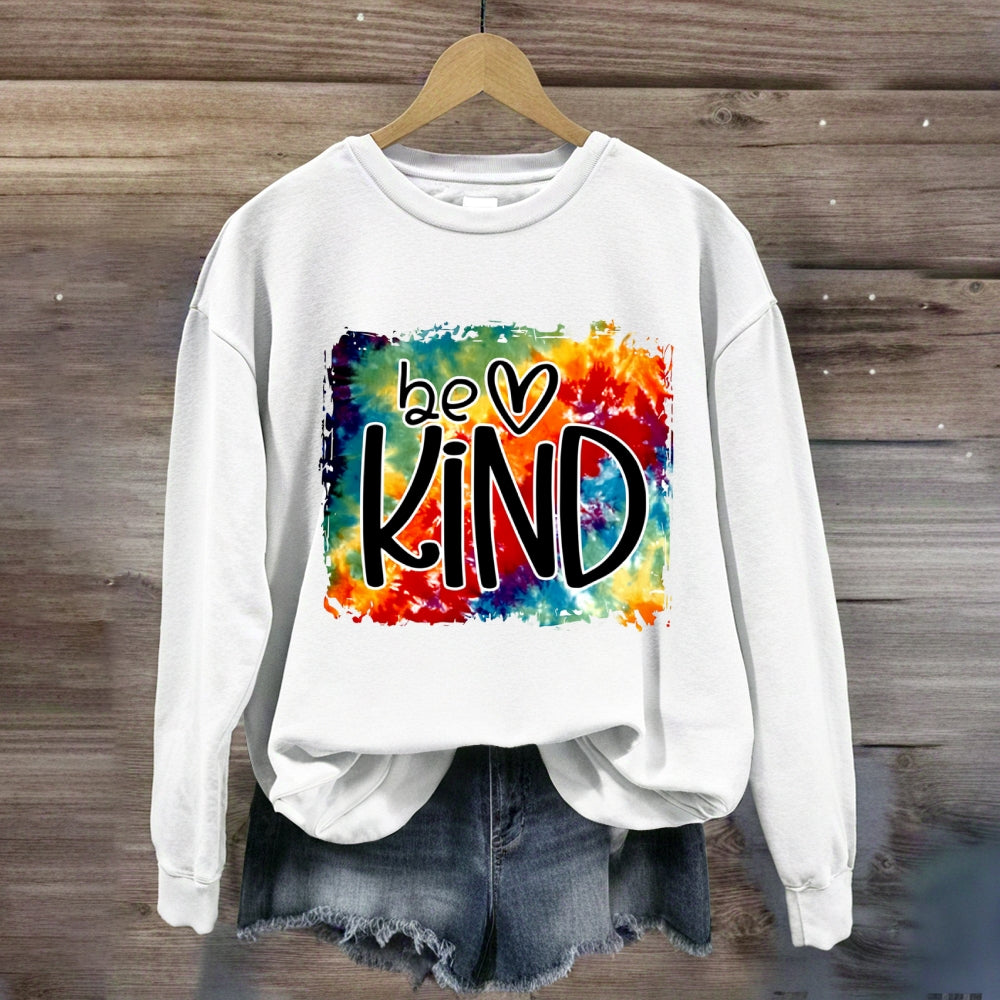 Be Kind For Everyone Gradient Watercolor Print Sweatshirt