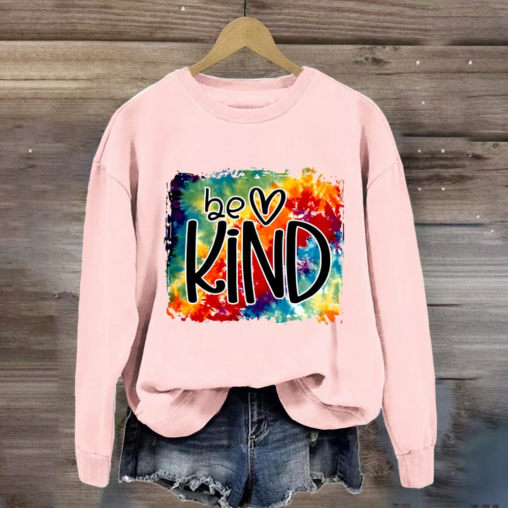 Be Kind For Everyone Gradient Watercolor Print Sweatshirt