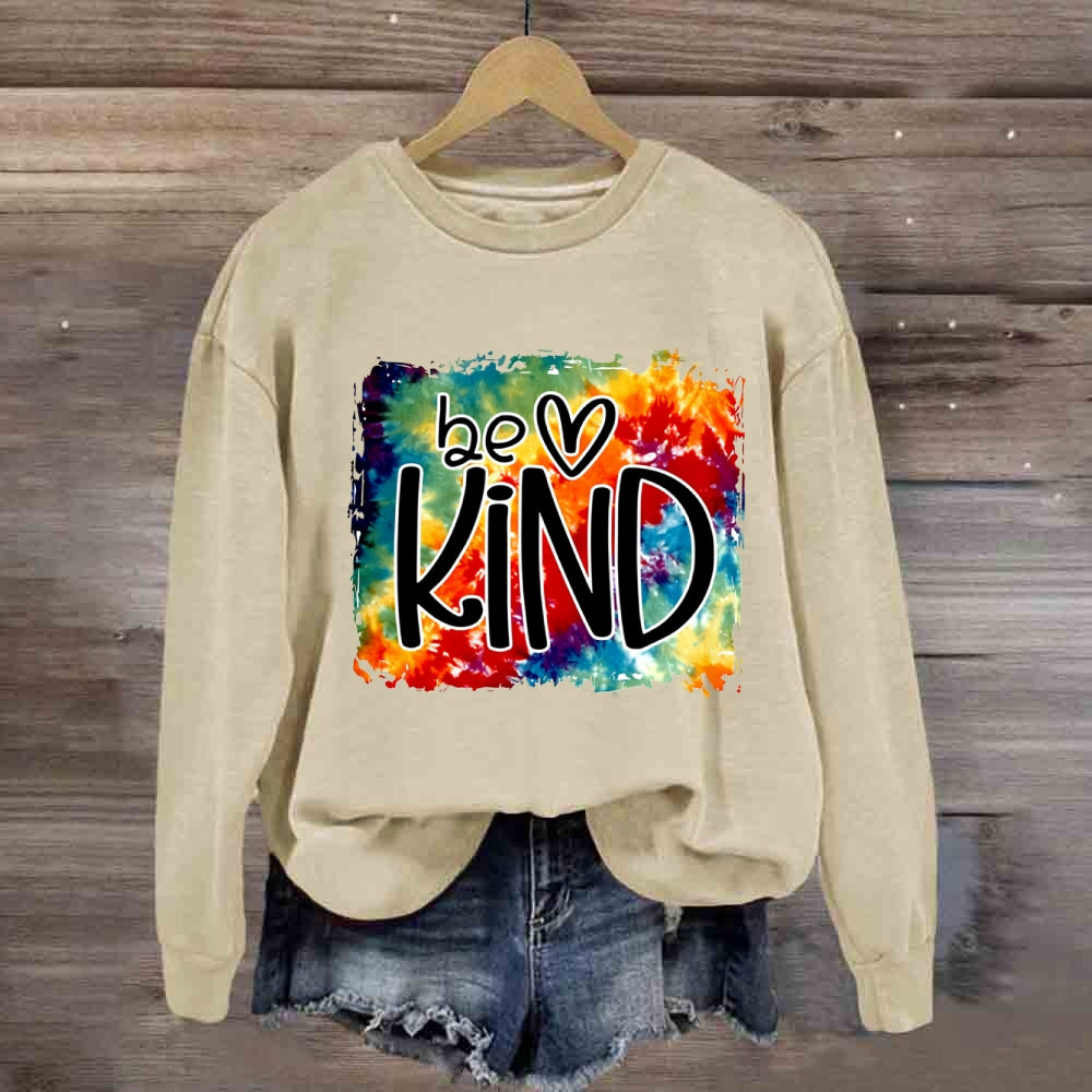 Be Kind For Everyone Gradient Watercolor Print Sweatshirt