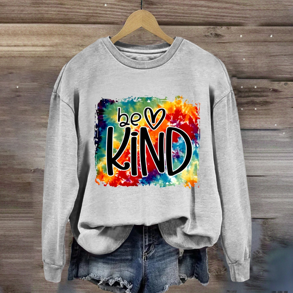 Be Kind For Everyone Gradient Watercolor Print Sweatshirt
