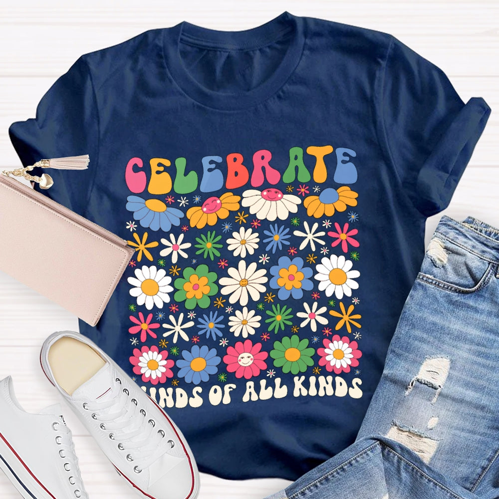 Celebrate Minds Of All Kinds Colorful Flowers T-shirt