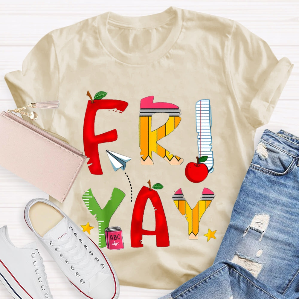Happy Friyay Back To School Colorful Letters T-shirt