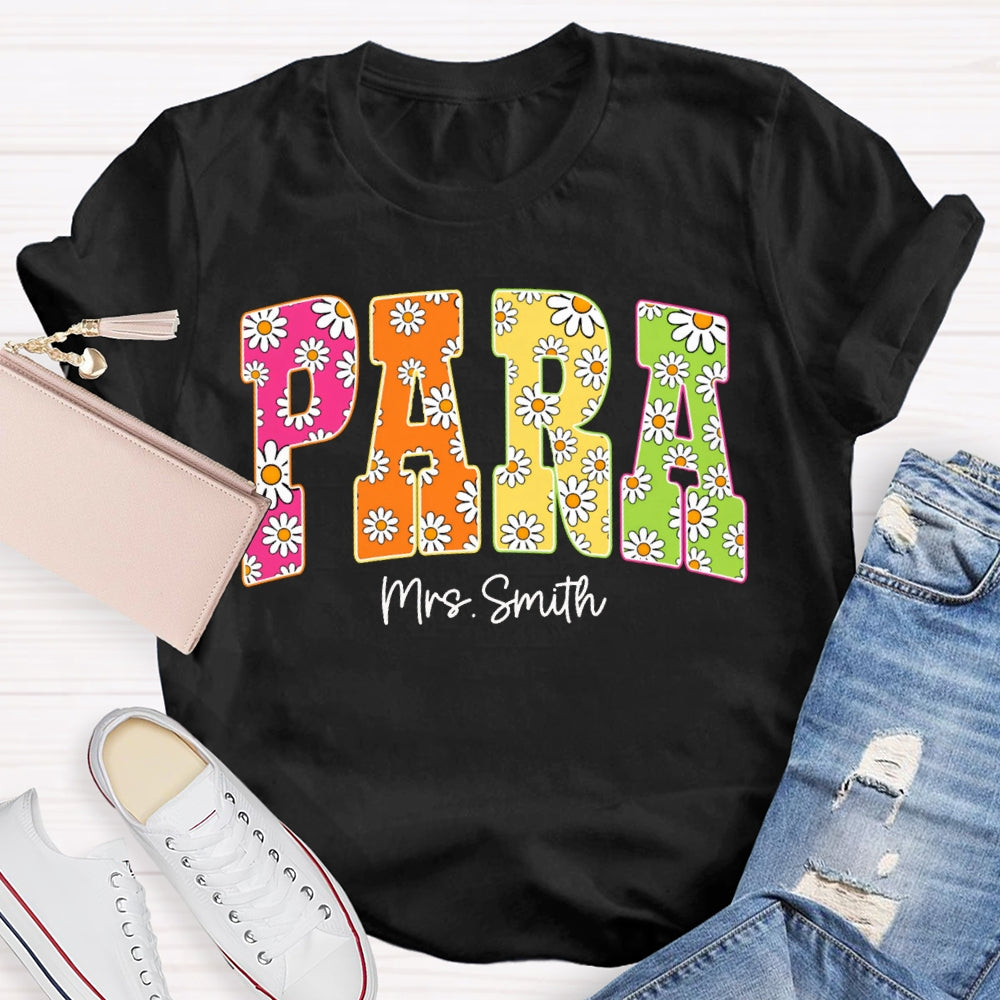 Personalized Name Para Flower Print Font T-shirt