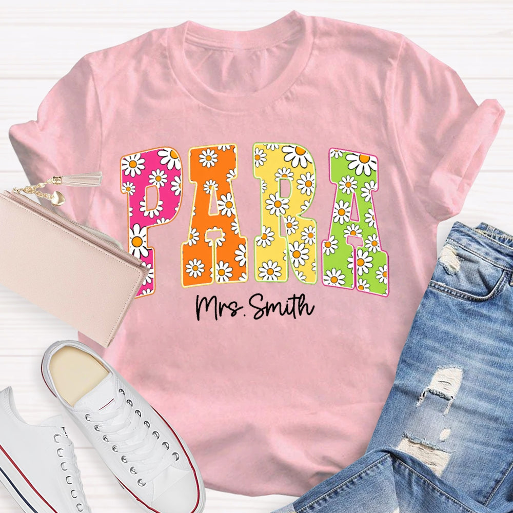 Personalized Name Para Flower Print Font T-shirt