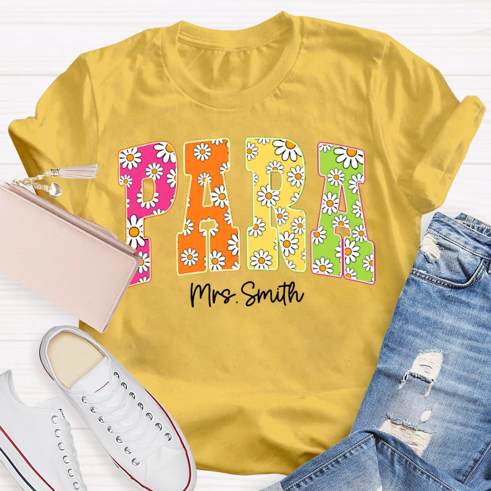Personalized Name Para Flower Print Font T-shirt