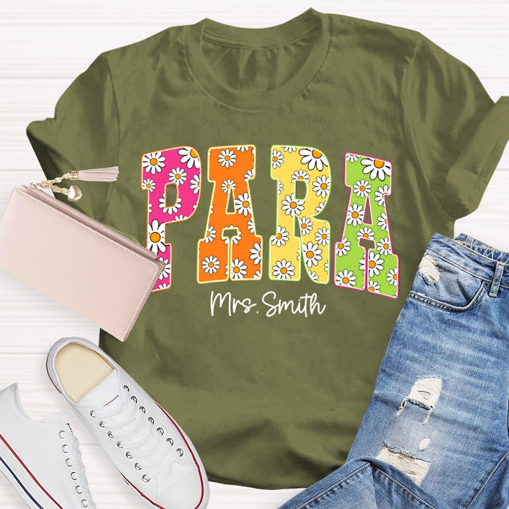 Personalized Name Para Flower Print Font T-shirt