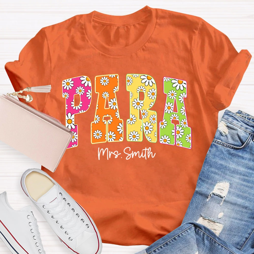 Personalized Name Para Flower Print Font T-shirt