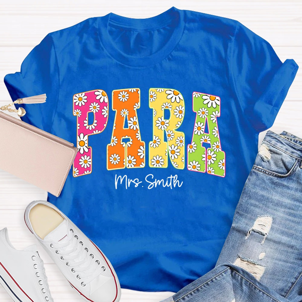 Personalized Name Para Flower Print Font T-shirt