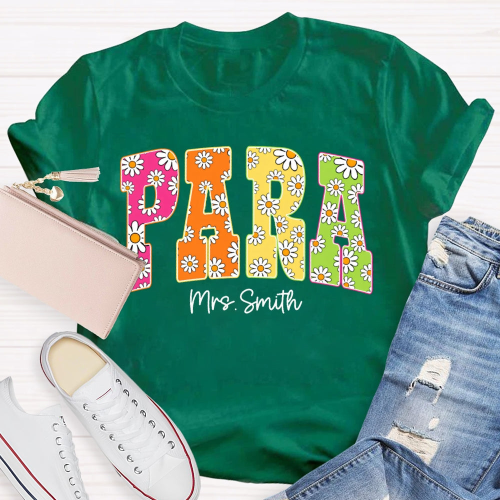 Personalized Name Para Flower Print Font T-shirt