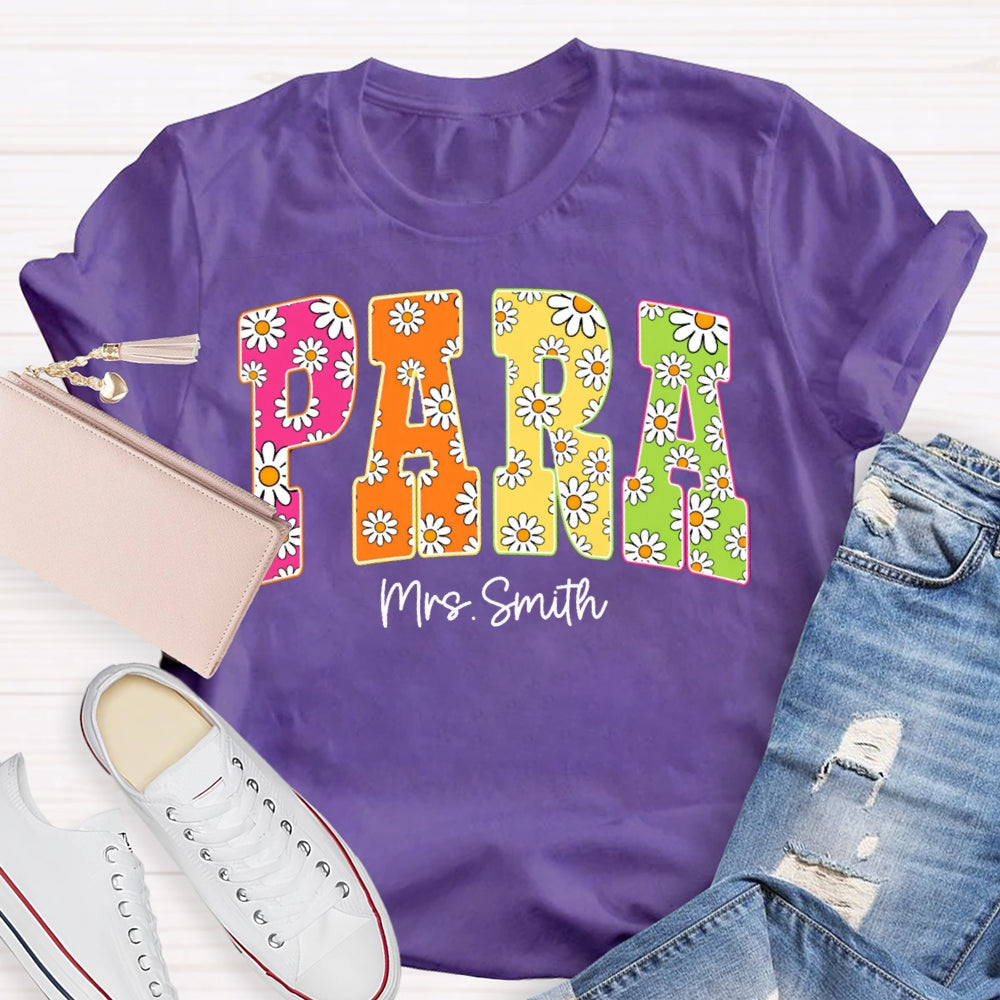 Personalized Name Para Flower Print Font T-shirt