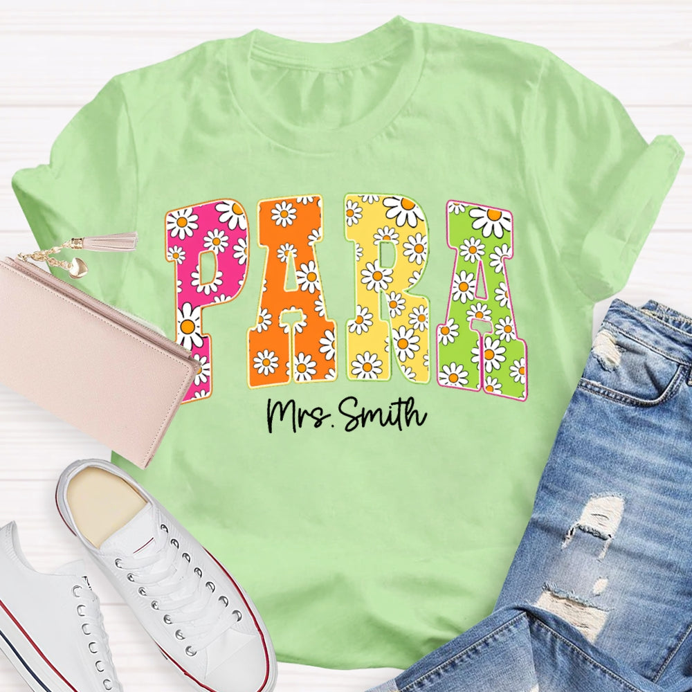 Personalized Name Para Flower Print Font T-shirt