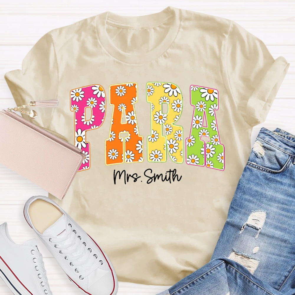 Personalized Name Para Flower Print Font T-shirt