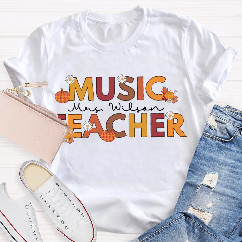 Personalized Name Music Teacher Funny Halloween T-shirt