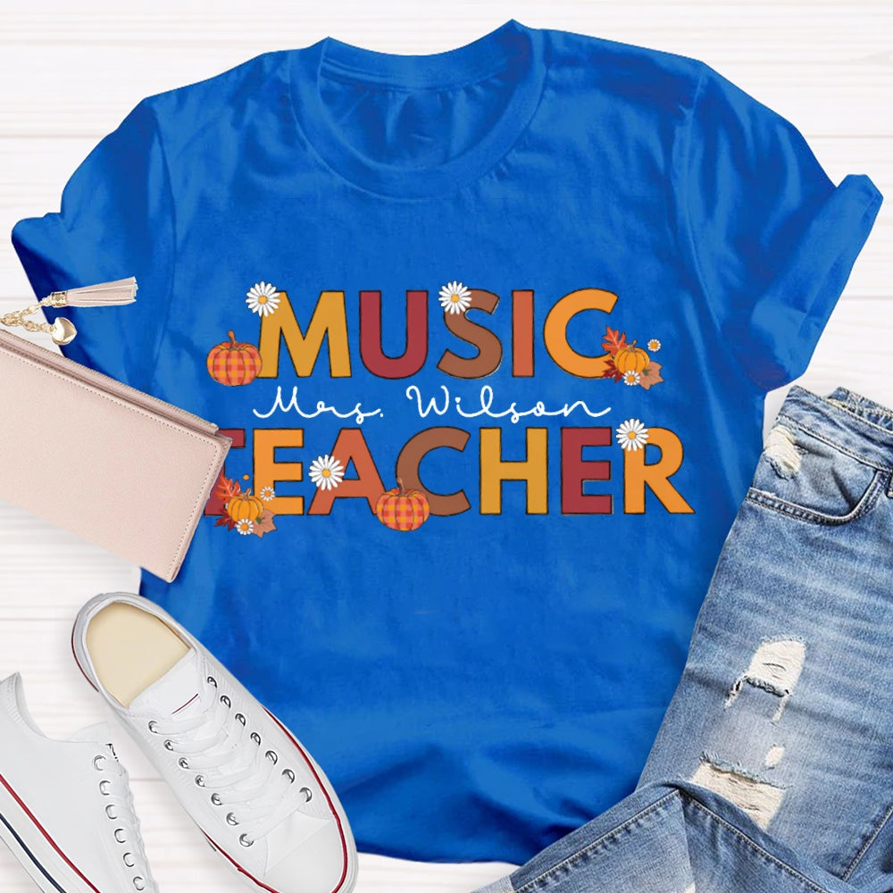 Personalized Name Music Teacher Funny Halloween T-shirt