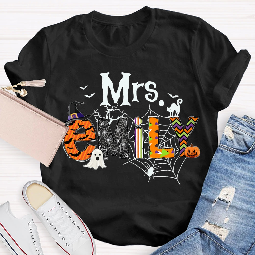 Personalized Name Funny Little Ghosts And Colorful Fonts Halloween T-shirt