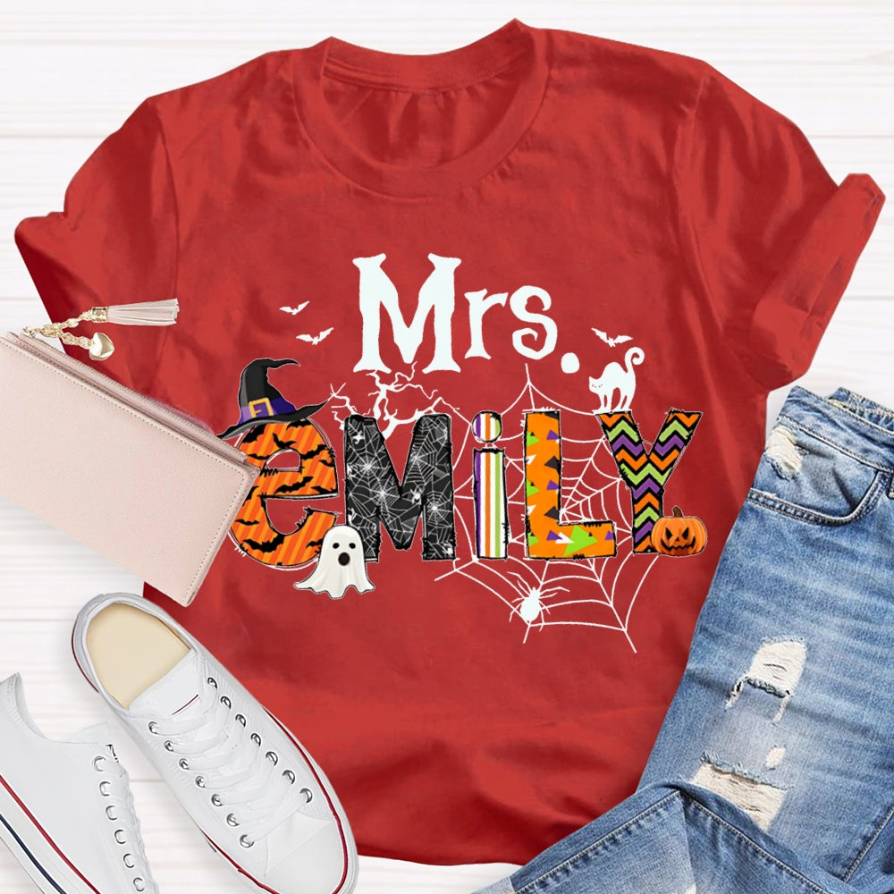 Personalized Name Funny Little Ghosts And Colorful Fonts Halloween T-shirt