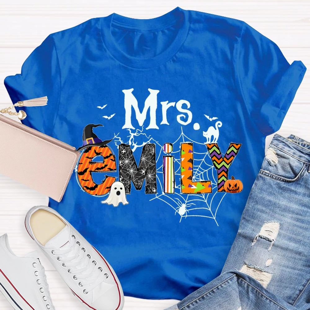 Personalized Name Funny Little Ghosts And Colorful Fonts Halloween T-shirt