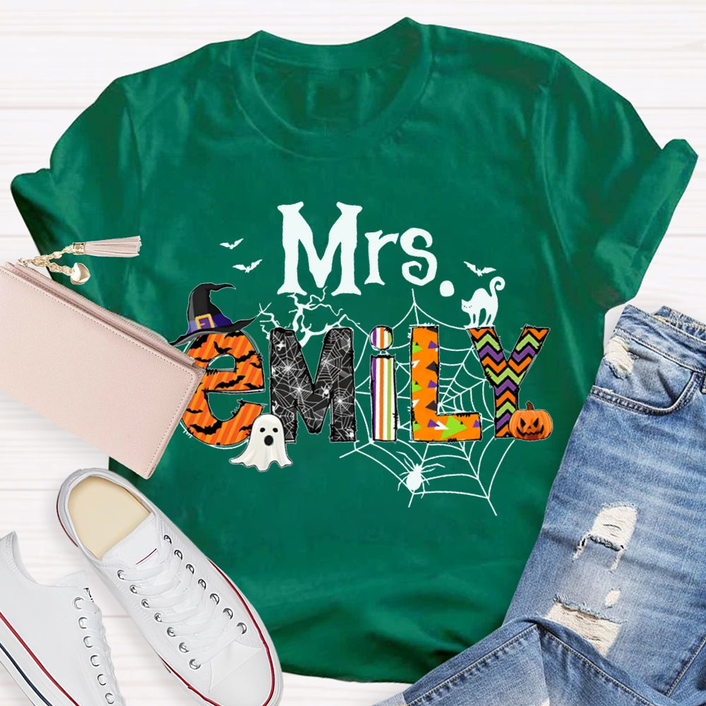 Personalized Name Funny Little Ghosts And Colorful Fonts Halloween T-shirt
