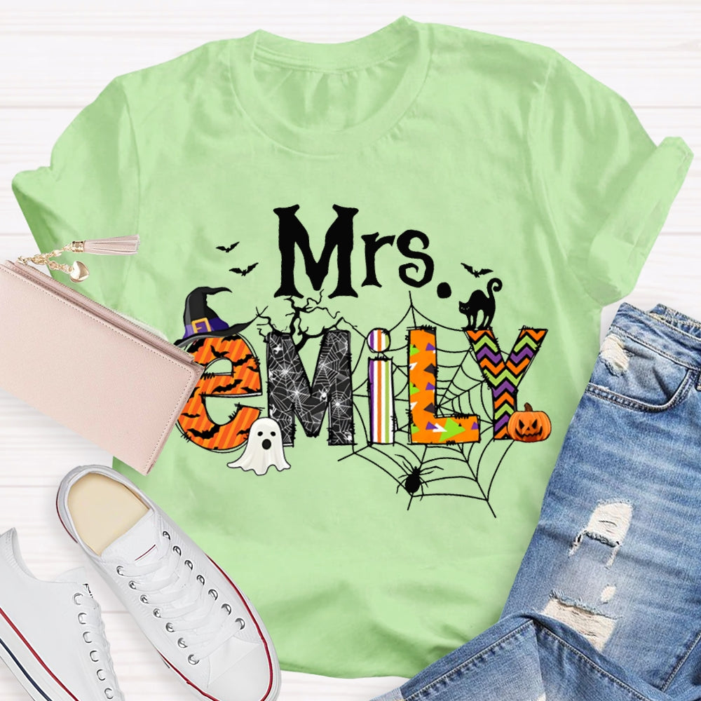 Personalized Name Funny Little Ghosts And Colorful Fonts Halloween T-shirt