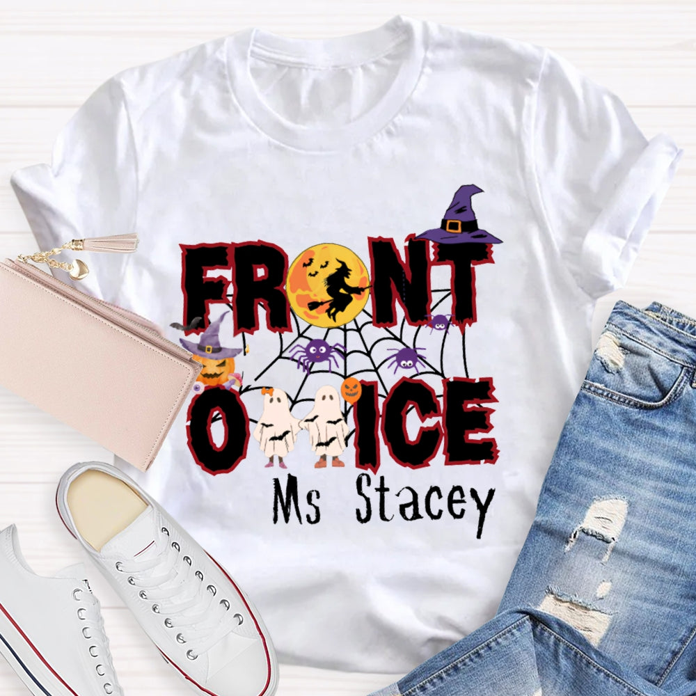 Personalized Name Front Office Cute Little Ghost Halloween T-shirt