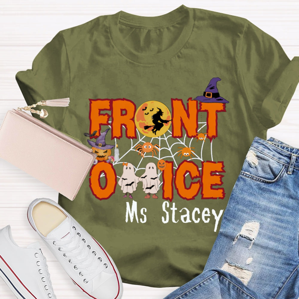 Personalized Name Front Office Cute Little Ghost Halloween T-shirt