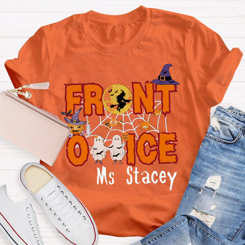 Personalized Name Front Office Cute Little Ghost Halloween T-shirt