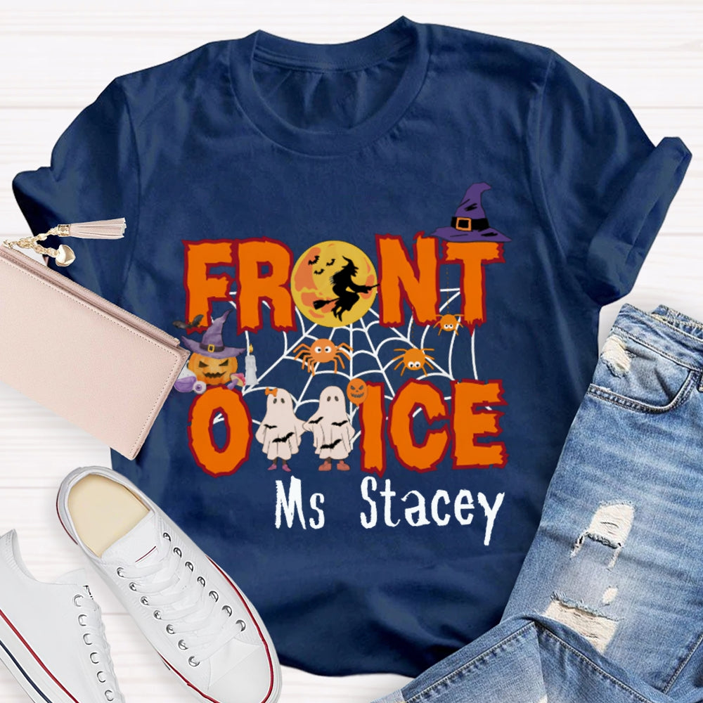 Personalized Name Front Office Cute Little Ghost Halloween T-shirt