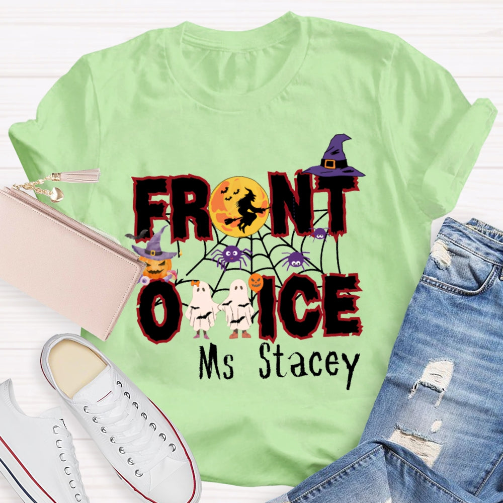 Personalized Name Front Office Cute Little Ghost Halloween T-shirt