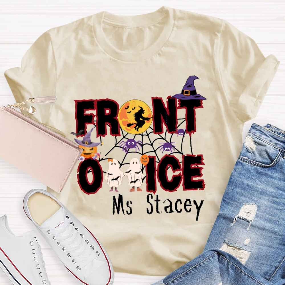 Personalized Name Front Office Cute Little Ghost Halloween T-shirt